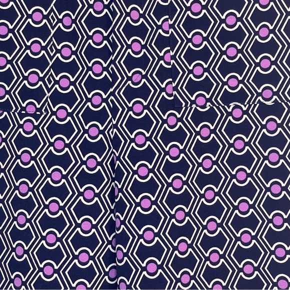 ZARA PANTS WOMEN'S CROPPED FLARED JACQUARD LEGGINGS NAVY PURPLE GEOMETRIC XL - Picture 2 of 8